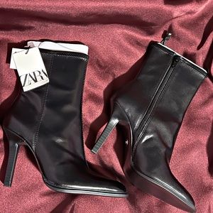 ZARA Heeled Ankle Boots In Black